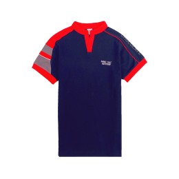 Large supply of royal blue horn short-sleeved T-shirt Custom red narrow V-neck embroidered T-shirt T-shirt center T1080 Large supply of royal blue horn short-sleeved T-shirt Custom red narrow V-neck embroidered T-shirt T-shirt center T1080